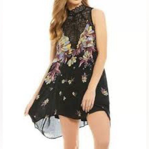 Free People Intimately Marsha Floral Print Lace Slip Dress Sexy Boho Romantic S - Picture 2 of 7